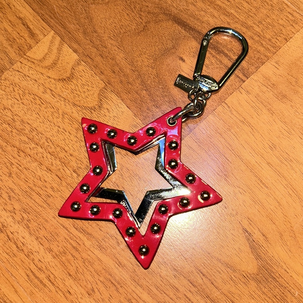 Coach Patent Red Star Rhinestone Keychain - Picture 8 of 11
